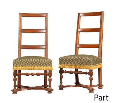 Lot 220 - Set of Five Continental Baroque Style Fruitwood Side Chairs