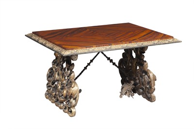 Lot 166 - Venetian Rococo Style Painted, Parcel-Gilt and Iron-Mounted Low Table