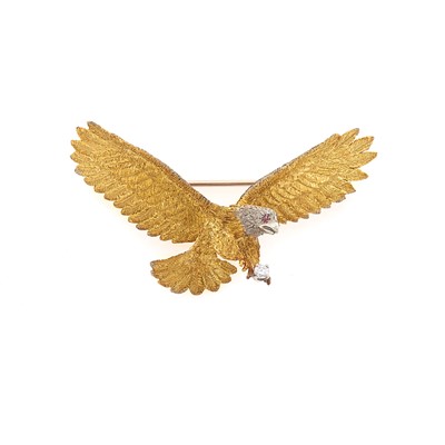 Lot 1156 - Two-Color Gold and Diamond Eagle Pin