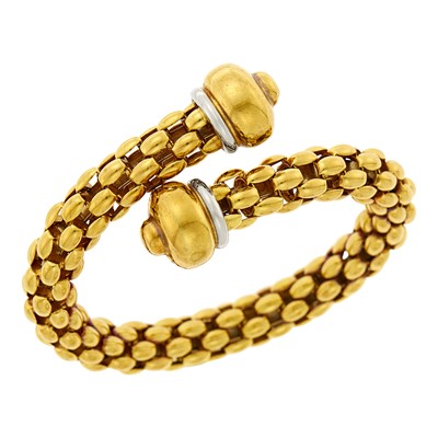 Lot 45 - Two-Color Gold Crossover Bangle Bracelet