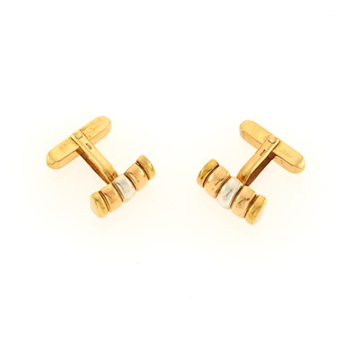 Lot 1034 - Cartier Pair of Tricolor Gold Cufflinks