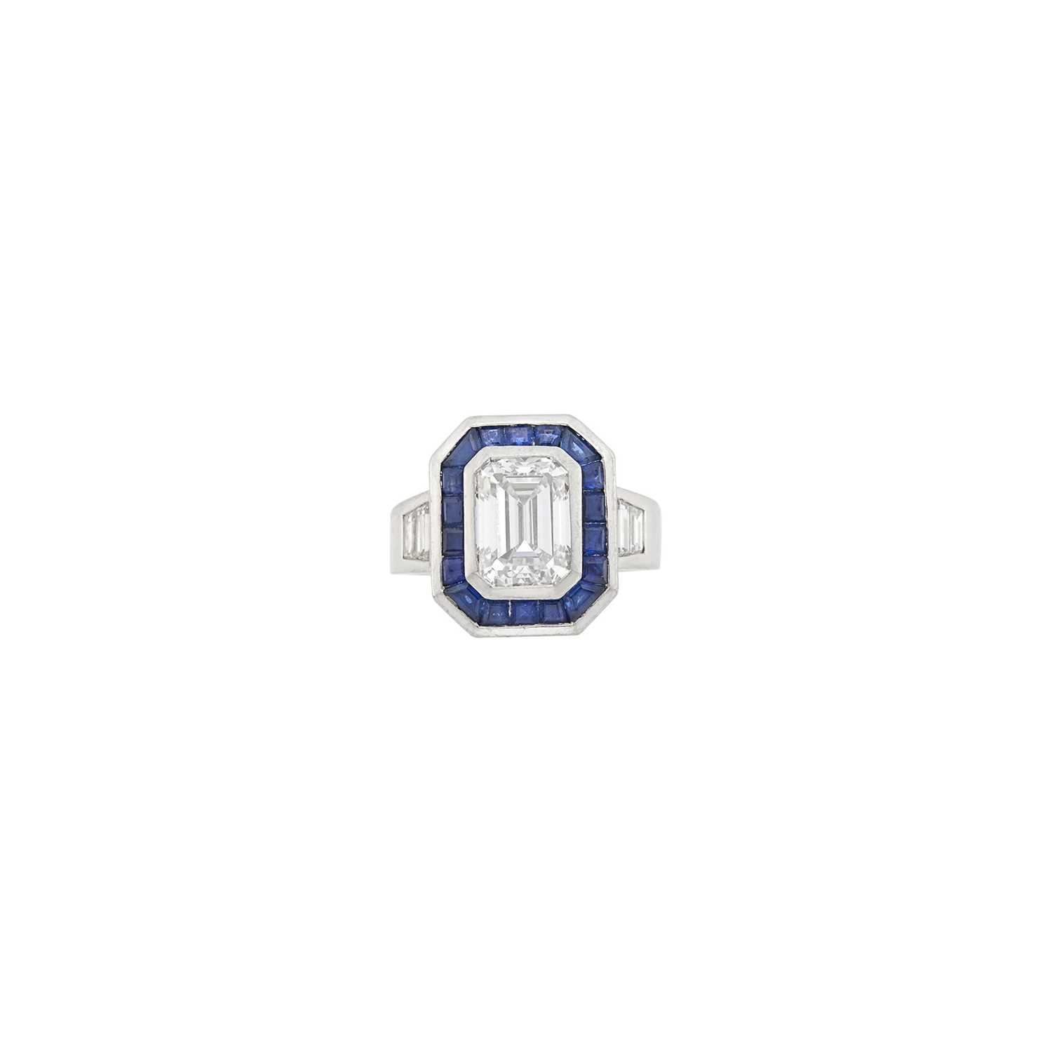 Lot 62 - Platinum, Diamond and Sapphire Ring