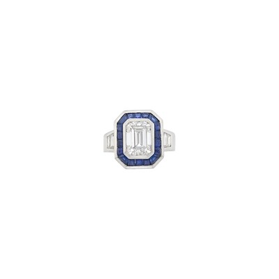 Lot 62 - Platinum, Diamond and Sapphire Ring