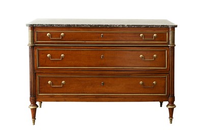 Lot 1059 - Louis XVI Marble Top Brass Mounted Mahogany Commode