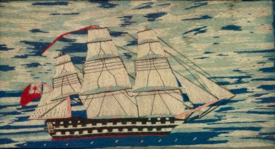 Lot 1046 - Sailor's Woolwork Ship Portrait