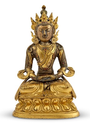 Lot 564 - A Sino-Tibetan Gilt Bronze Figure of Amitayus