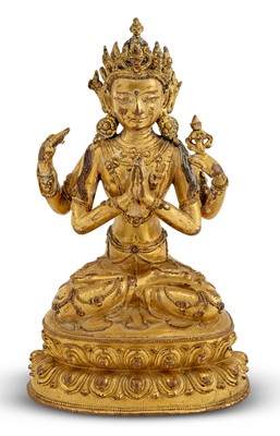 Lot 550 - A Nepalese Gilt Bronze Figure of a Bodhisattva
