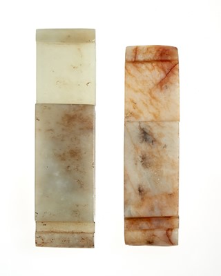 Lot 30 - Two Chinese Carved Jade Sword Slides