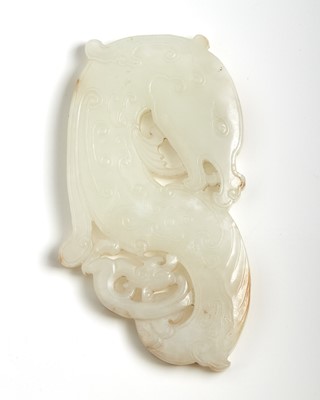 Lot 36 - A Chinese White Jade Plaque
