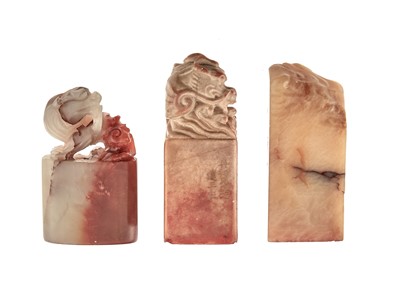 Lot 87 - A Group of Three Chinese Shoushan Stone Seals