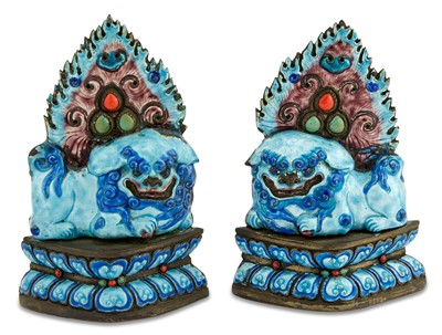 Lot 163 - A Pair of Chinese Enamel Fu Lions