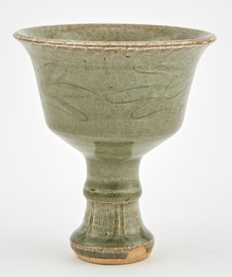 Lot 314 - A Chinese Longquan Celadon Stem Cup