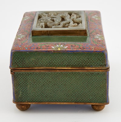 Lot 3 - A Chinese Cloisonne Box with Inset Jade Plaque