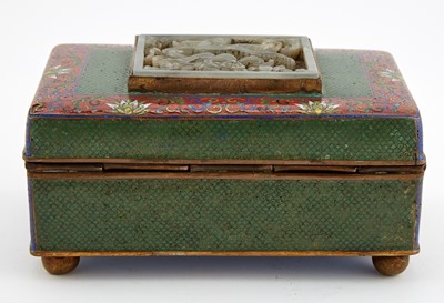 Lot 3 - A Chinese Cloisonne Box with Inset Jade Plaque