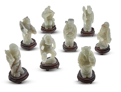 Lot 43 - A Chinese Set of  Eight Jade Immortals