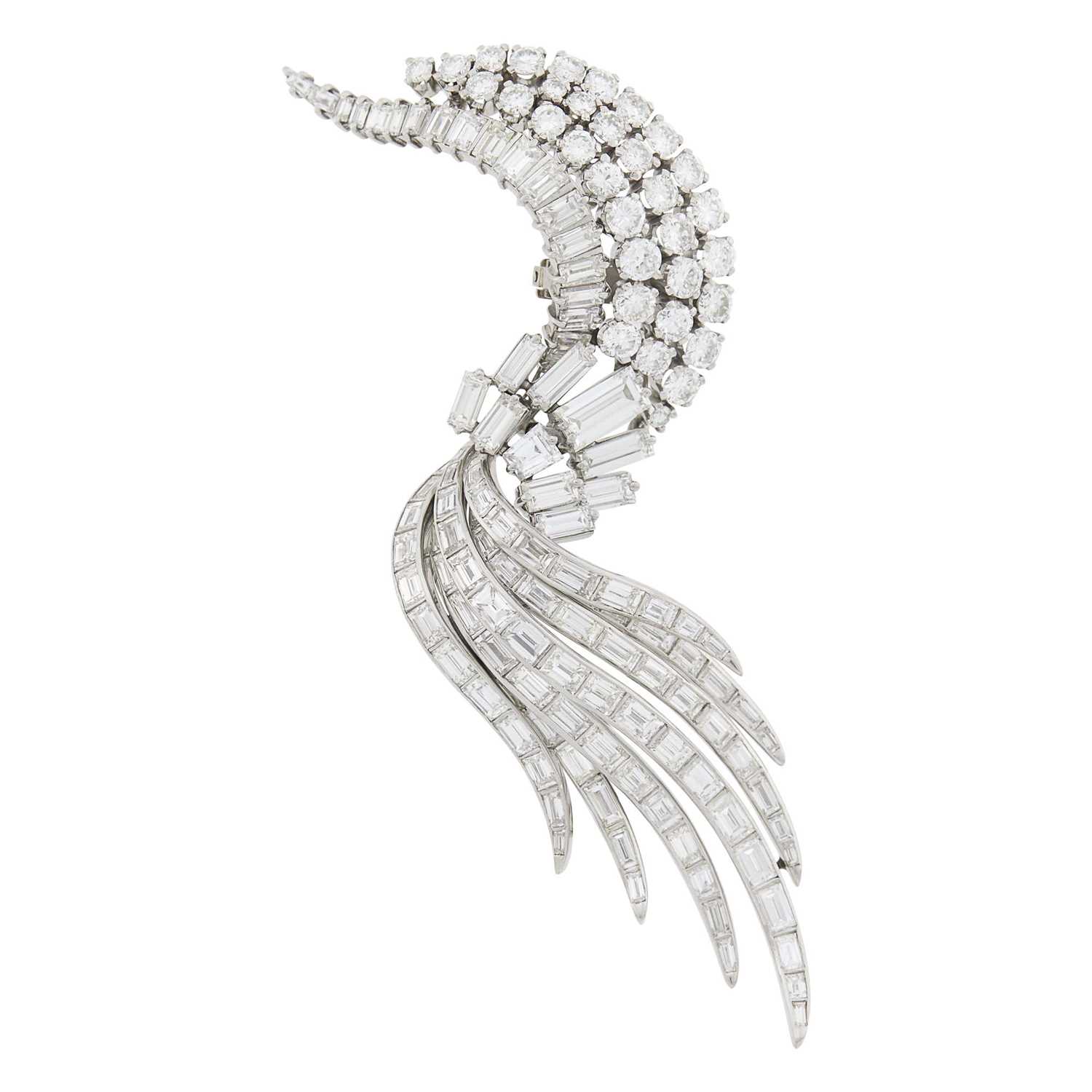 Lot 71 - Platinum and Diamond Clip-Brooch