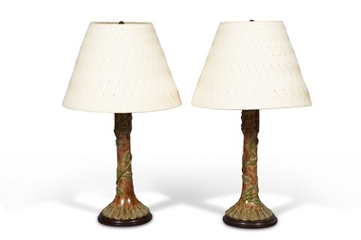 Lot 163 - Pair of Glazed Majolica Ceramic Lamps