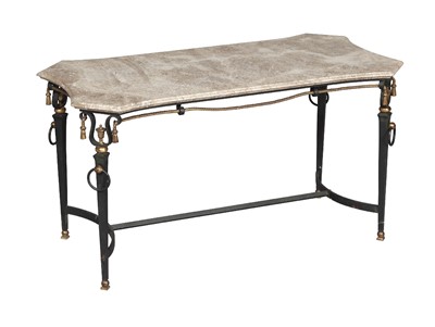 Lot 247 - Art Deco Marble Top Parcel-Gilt Iron Side Table