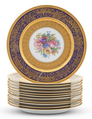 Lot 290 - Set of Twelve Floral Decorated Porcelain Service Plates