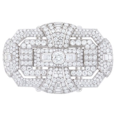 Lot 231 - Platinum and Diamond Brooch with Buckle Attachment