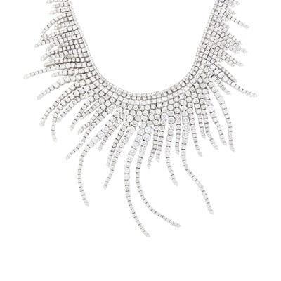 Lot 64 - White Gold and Diamond Fringe Necklace