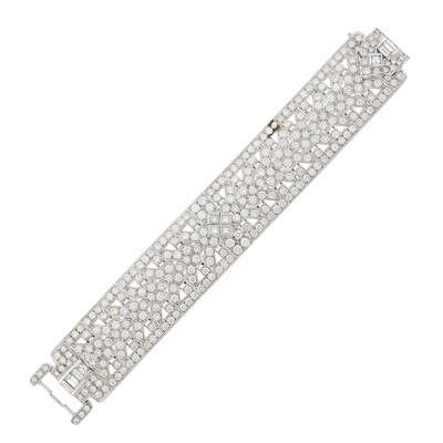Lot 245 - Wide White Gold and Diamond Bracelet