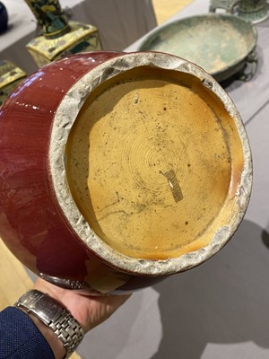 Lot 205 - A Large Chinese Five-Spout Flambe Porcelain Bottle Vase