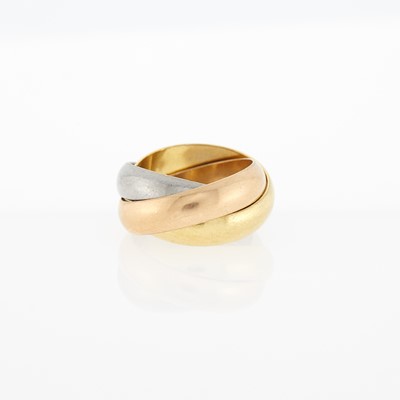 Lot 1004 - Cartier Tricolor Wide Gold Rolling 'Trinity' Band Ring