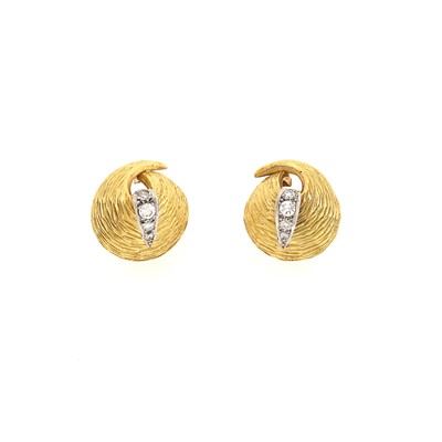 Lot 1235 - Pair of Gold and Diamond Earrings