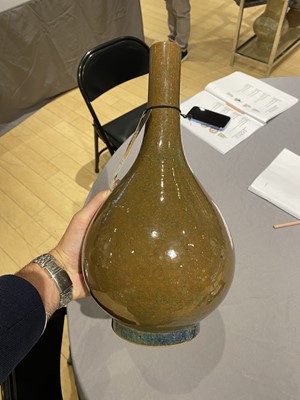 Lot 206 - An Unusual Chinese Brown Flambe Bottle Vase