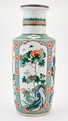 Lot 383 - A Chinese Famille Verte Porcelain Rouleau Vase