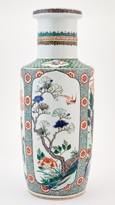 Lot 383 - A Chinese Famille Verte Porcelain Rouleau Vase