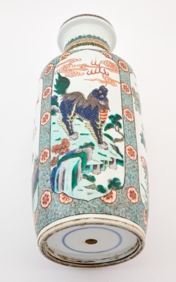 Lot 383 - A Chinese Famille Verte Porcelain Rouleau Vase