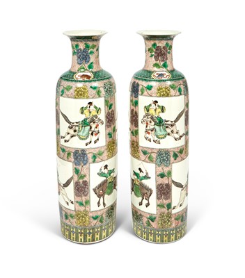 Lot 390 - A Large Pair of Famille Verte Porcelain Vases