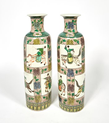 Lot 390 - A Large Pair of Famille Verte Porcelain Vases