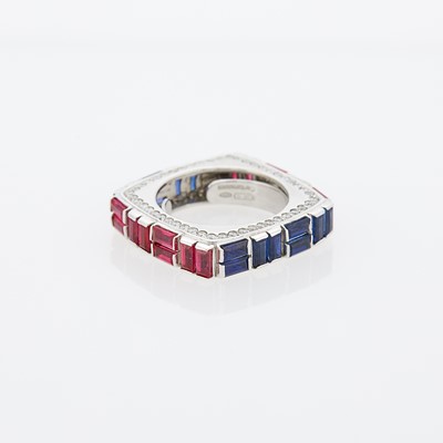 Lot 1136 - Cantamessa White Gold, Ruby, Sapphire and Diamond Band Ring