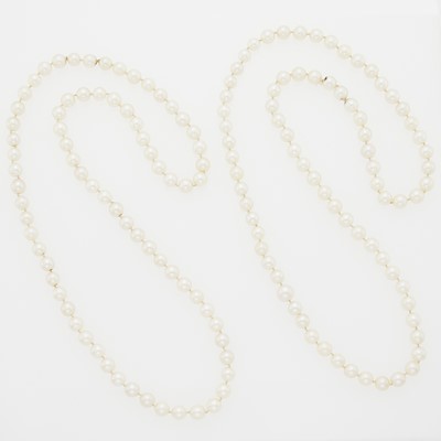 Lot 1173 - Pair of Long Cultured Pearl Necklaces
