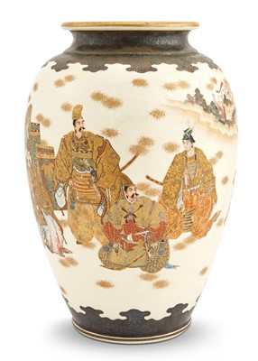 Lot 597 - A Japanese Silvered Satsuma Earthenware Vase