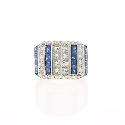 Lot 2071 - White Gold, Sapphire and Diamond Ring