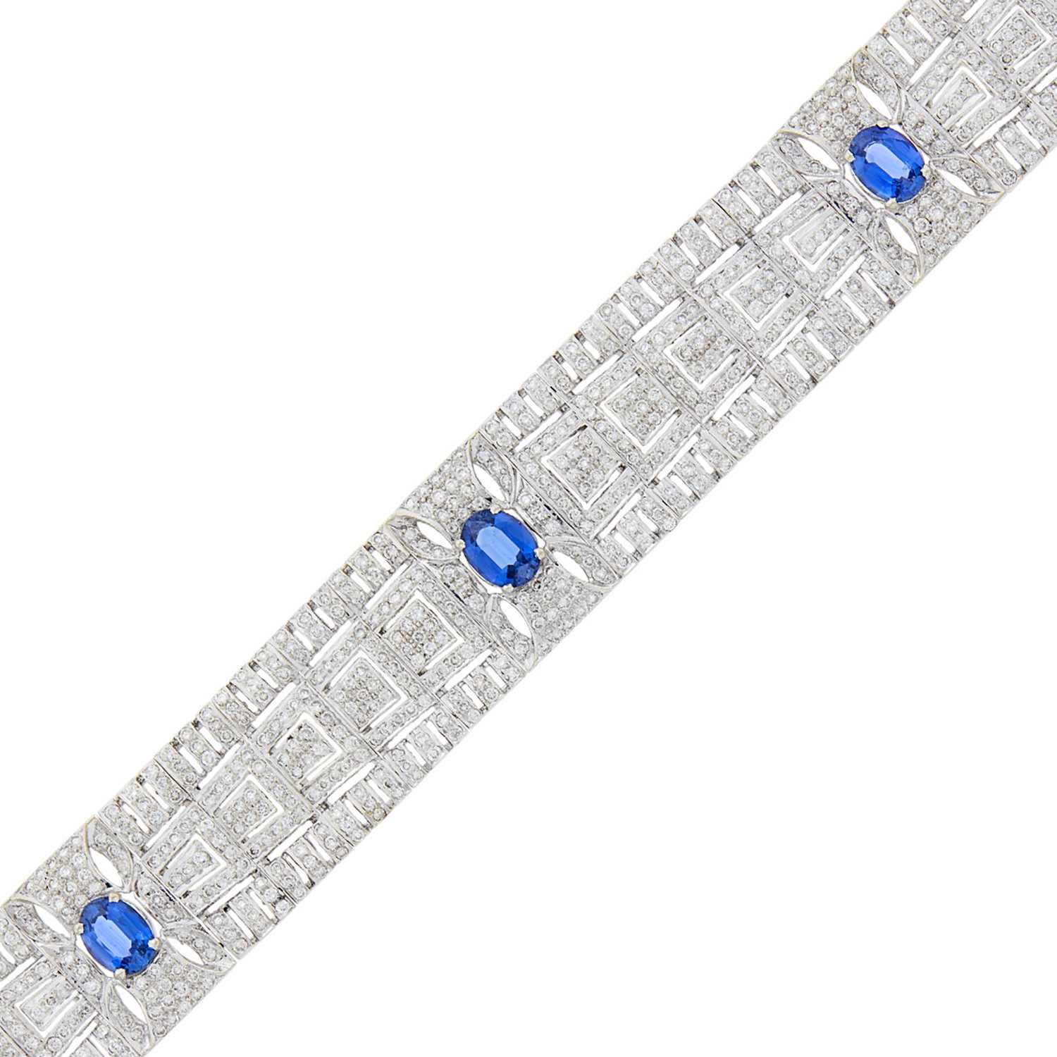 Lot 65 - White Gold, Sapphire and Diamond Bracelet
