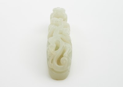 Lot 41 - A Large White Jade Dragon Belt Hook