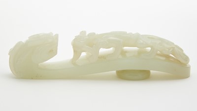 Lot 41 - A Large White Jade Dragon Belt Hook