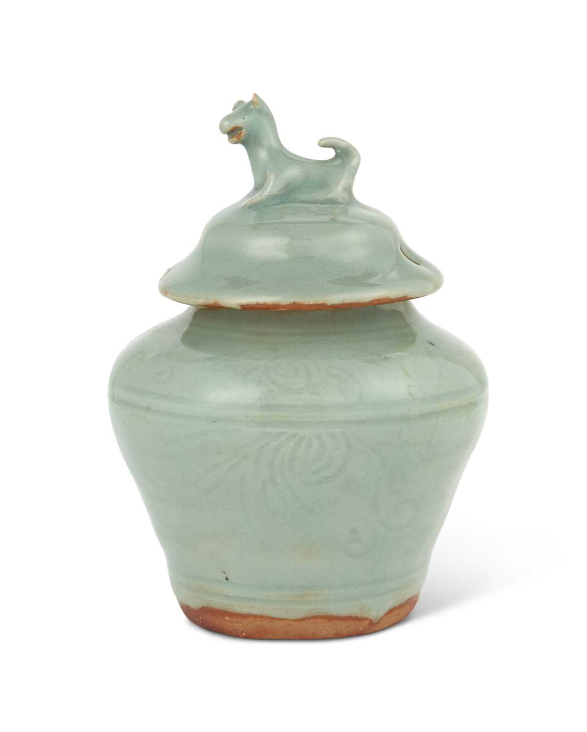 Lot 323 - A Chinese Celadon Glazed Jar and Cover