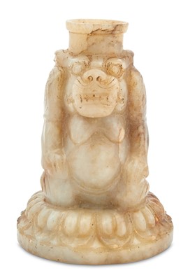 Lot 454 - A Chinese Jade Candle Holder