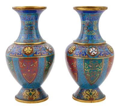 Lot 165 - A Pair of Chinese Cloisonne Vases