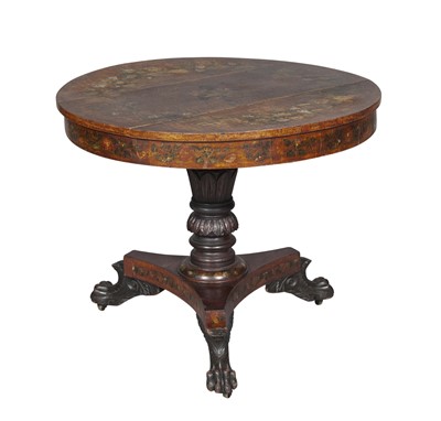 Lot 282 - Classical Paint-decorated Maple and Mahogany Center Table