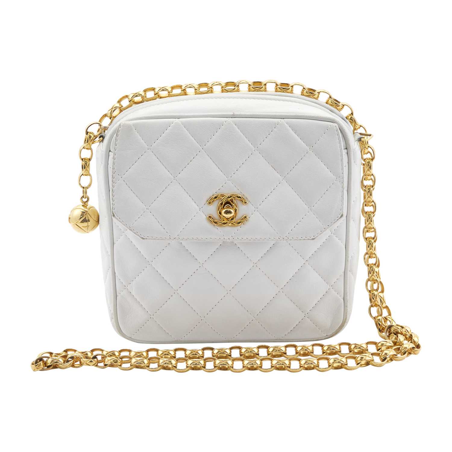 Lot 1173 - Chanel White Lambskin Leather Quilted Bag