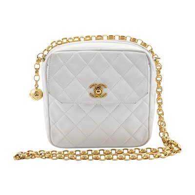 Lot 1173 - Chanel White Lambskin Leather Quilted Bag