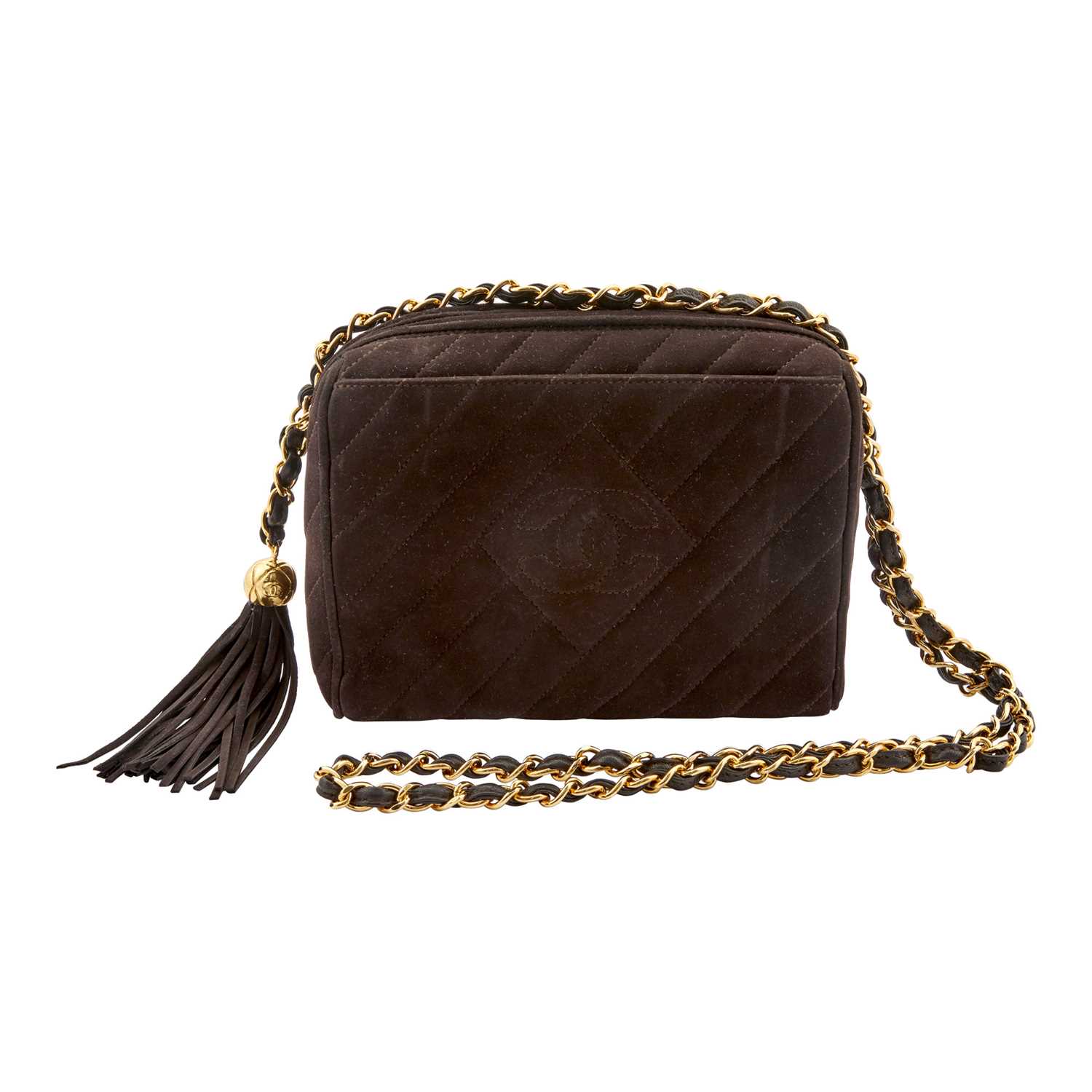 Lot 1170 - Chanel Brown Suede Leather Camera Bag