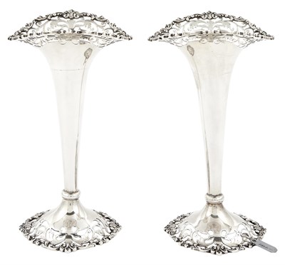 Lot 1116 - Pair of English Sterling Silver Bud Vases